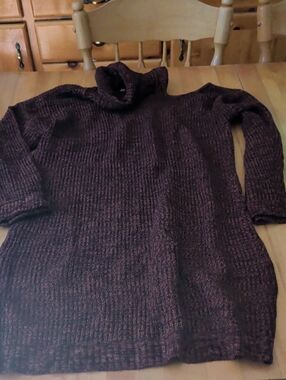Maurices Women's Chunky Turtleneck Sweater Dress - Dark Brown And Red